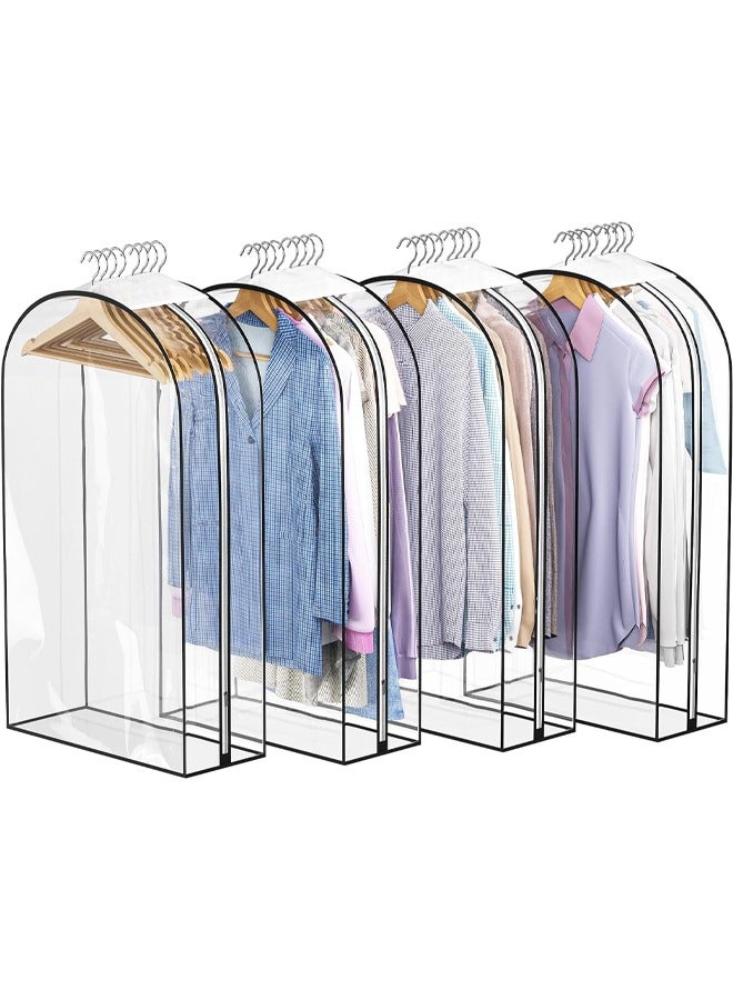 زيمي أكياس ملابس شفافة بالكامل لتعليق الملابس مقاس 10 بوصات، وأكياس بدلات مقاس 60 بوصة لتخزين الخزانة، وغطاء بلاستيكي معلق للملابس للمعاطف والفساتين والفراء والقمصان والعبايات، عبوة من 4 قطع - Image 1