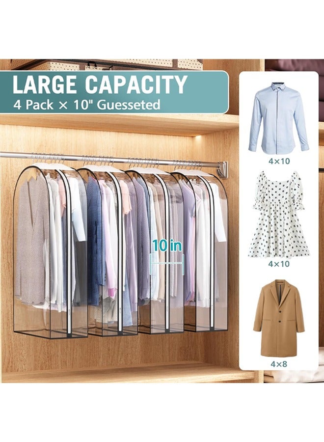 زيمي أكياس ملابس شفافة بالكامل لتعليق الملابس مقاس 10 بوصات، وأكياس بدلات مقاس 60 بوصة لتخزين الخزانة، وغطاء بلاستيكي معلق للملابس للمعاطف والفساتين والفراء والقمصان والعبايات، عبوة من 4 قطع - Image 4