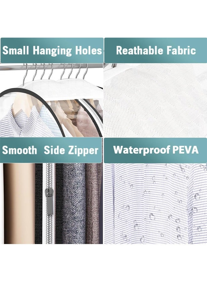 زيمي أكياس ملابس شفافة بالكامل لتعليق الملابس مقاس 10 بوصات، وأكياس بدلات مقاس 60 بوصة لتخزين الخزانة، وغطاء بلاستيكي معلق للملابس للمعاطف والفساتين والفراء والقمصان والعبايات، عبوة من 4 قطع - Image 5