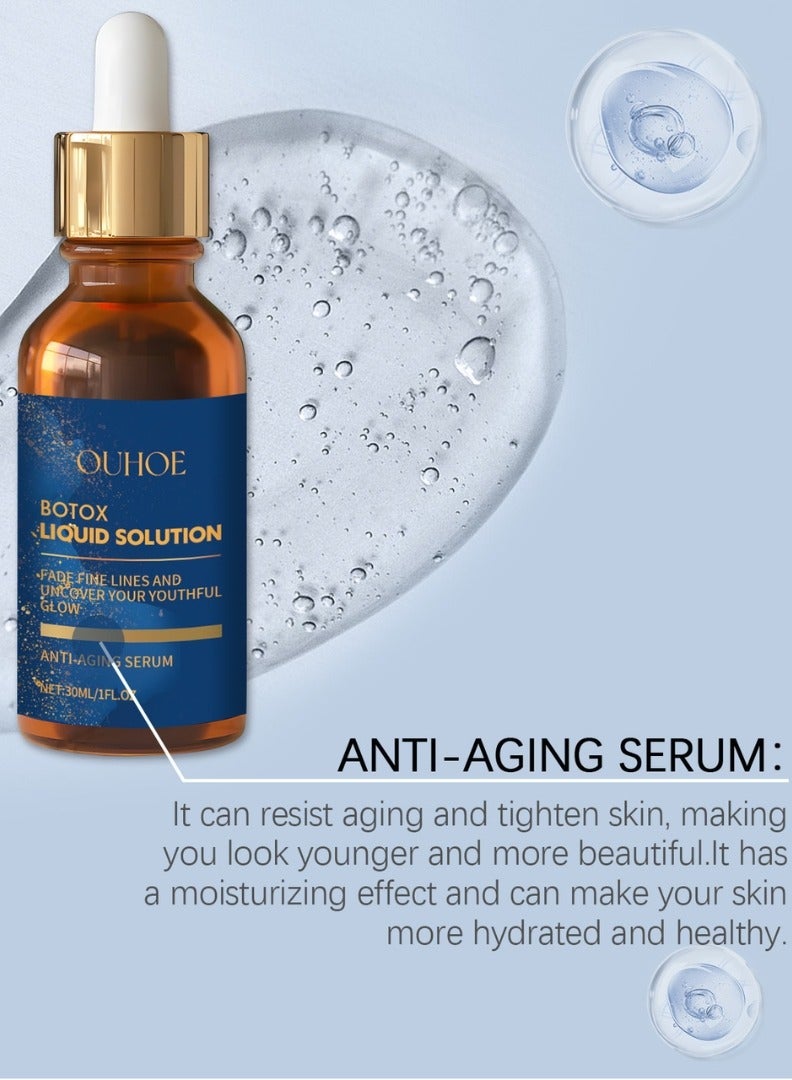 OUHOE Botox Liquid Solution Facial Serum for Face Instant Face Tightening Botox Reduce Fine Lines Wrinkles Boost Skin Collagen Hydrate and Plump Skin Face Serum Botox Stock Anti Aging Serum 30ml - Image 2