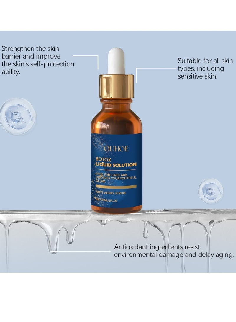 OUHOE Botox Liquid Solution Facial Serum for Face Instant Face Tightening Botox Reduce Fine Lines Wrinkles Boost Skin Collagen Hydrate and Plump Skin Face Serum Botox Stock Anti Aging Serum 30ml - Image 3