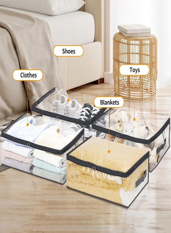 MBW Transparent Multipurpose Clothes Storage Bag/Box, Saree Cover Bag With Zip For Storing Clothes/Suits/Blanket/Dress/Toys And Wardrobe Organizing 35 LTR (Black, pack of 9) - Image 2