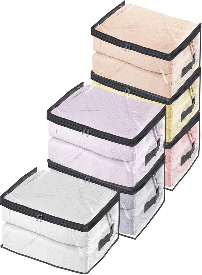 MBW Transparent Multipurpose Clothes Storage Bag/Box, Saree Cover Bag With Zip For Storing Clothes/Suits/Blanket/Dress/Toys And Wardrobe Organizing 35 LTR (Black, pack of 9) - Image 1