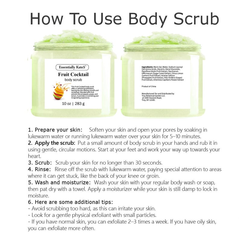 Essentially KateS Fruit Cocktail Body & Foot Scrub 10 Oz - A refreshing, sweet, juicy aroma evokes the scent of freshly picked grapes - The best stocking stuffer. - Image 3