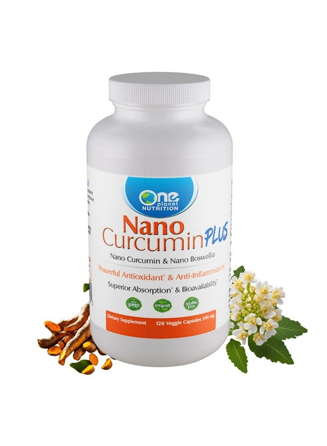 One Planet Nutrition Nano Curcumin Plus 500 mg Veggie Capsules (240 Servings), Nano Curcumin with Boswellia for High Absorption, Supports Joint and Immune Health, Non-GMO, Vegan, Gluten-Free - Image 1
