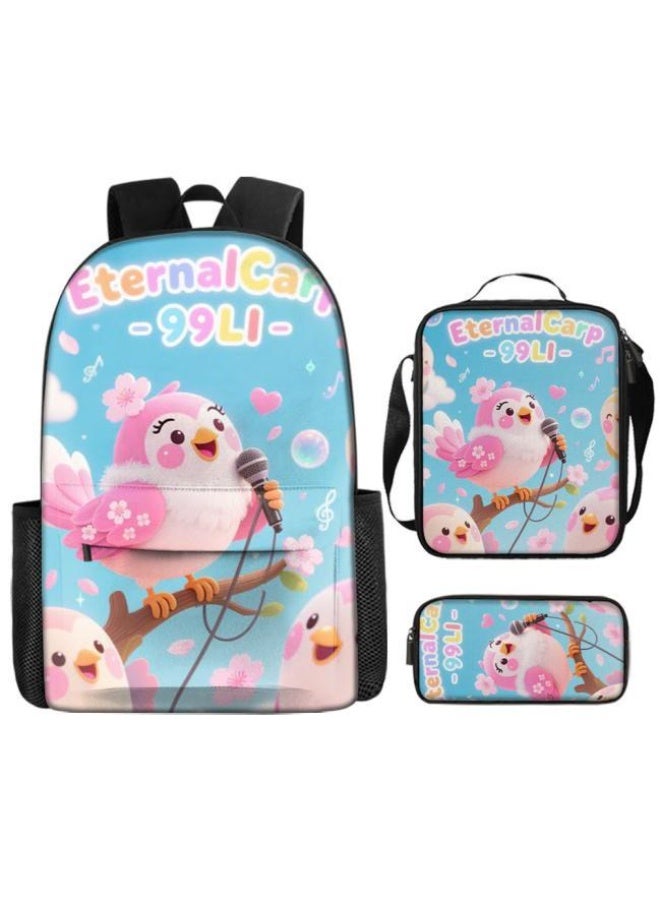 واضح من النار حقيبة ظهر + حقيبة يد + حقيبة قرطاسية | حقيبة كرتونية من ثلاث قطع، سهلة التعامل مع مناسبات مختلفة (متوفرة للطلاب والأطفال والأصدقاء في النزهايات وتسلق الجبال والتعليم وما إلى ذلك) | موسم العودة إلى المدرسة / هدايا المهرجان - 95 - Image 2