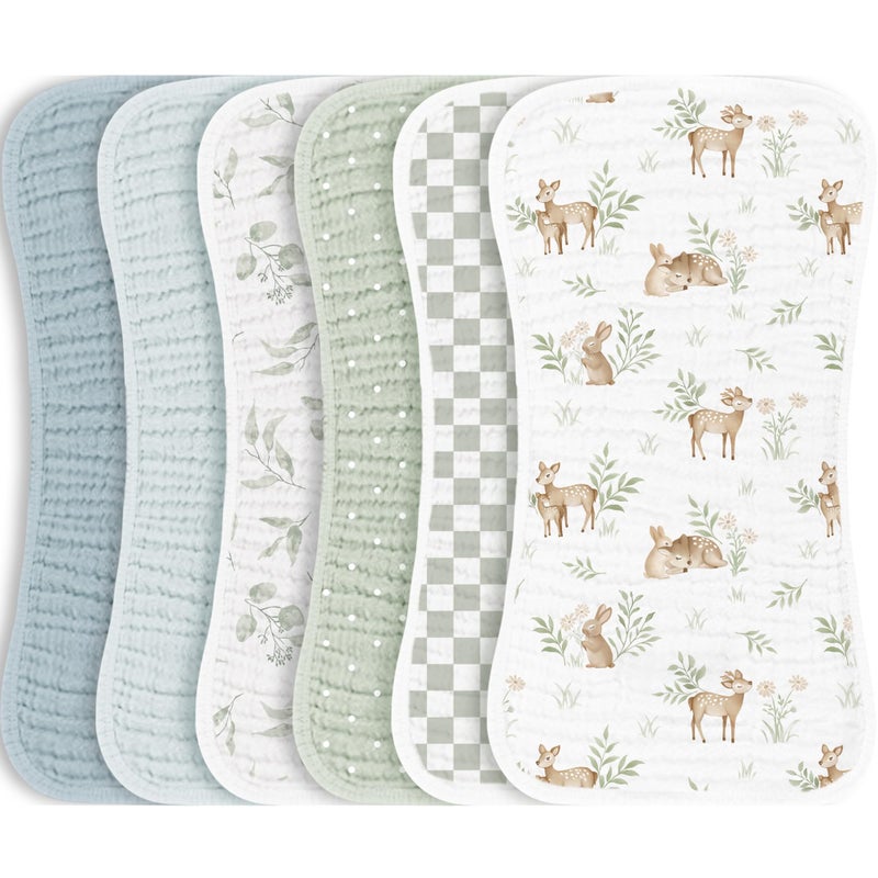 Konssy Muslin Baby Burp Cloths Sets for Unisex- 6 Pack Large 100% Cotton Burping Clothes for Newborn, Baby Girls and Boys - Image 1