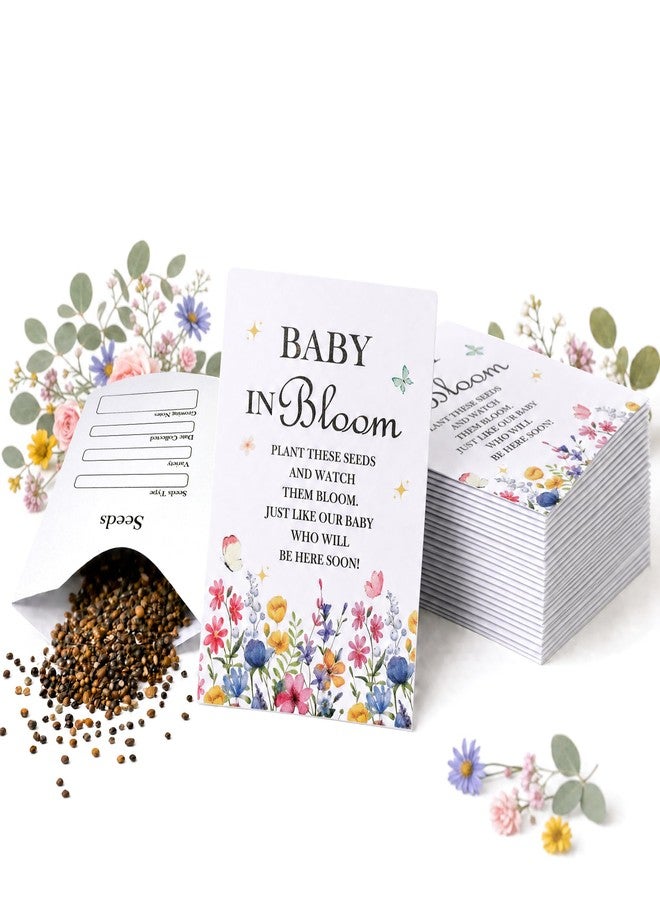 Rilcn 50 Pack Baby in Bloom Seed Packet Envelopes, Empty Wildflower Baby Shower Favors for Guests, Self Adhesive Kraft Mini Favor Bags for DIY Party Gifts Decorations - Image 1
