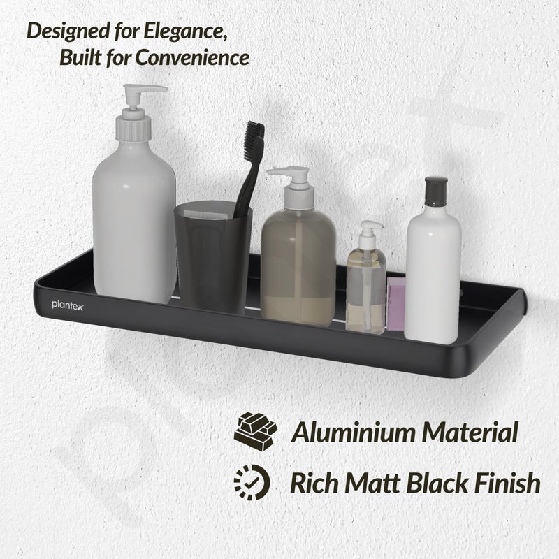 Plantex Self Adhesive Shelf for Bathroom/Multipurpose No Drill Bathroom Organizer/15x5 inch Shelf for Home/Office/Hotel - Pack of 1 (1502, Black) - Image 3