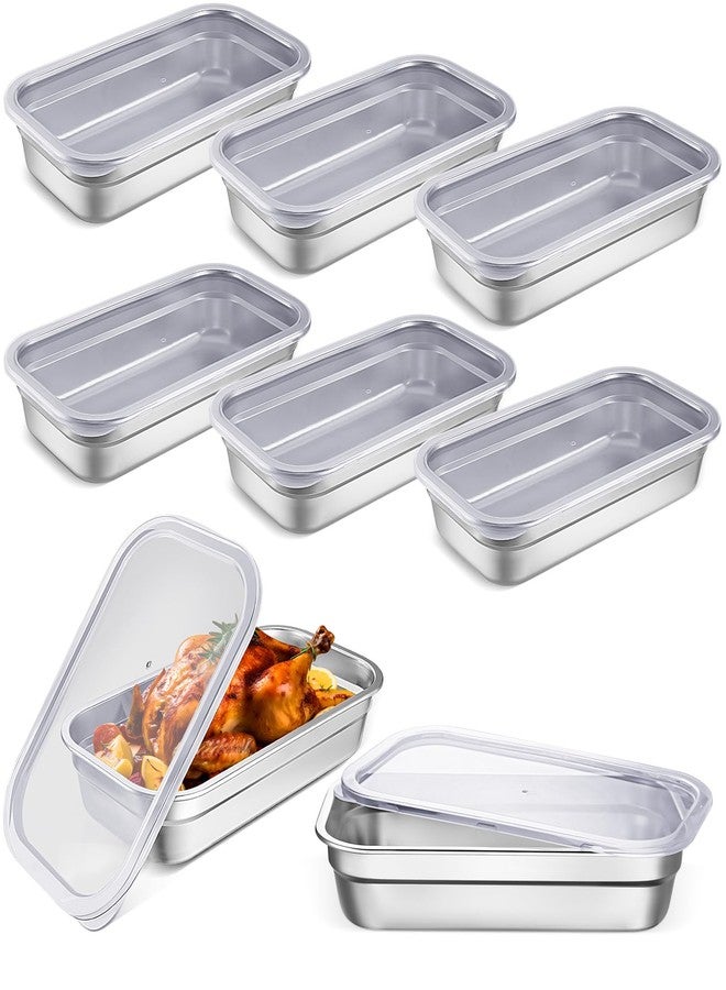 Suttmin 8 Pcs 304 Stainless Steel Food Storage Containers with Lids 1/3 Size Hotel Pan Chicken Food Grade Pans Metal Meal Containers for Restaurant Stackable Kitchen Freezer Buffet(2.5 Inch Deep) - Image 1