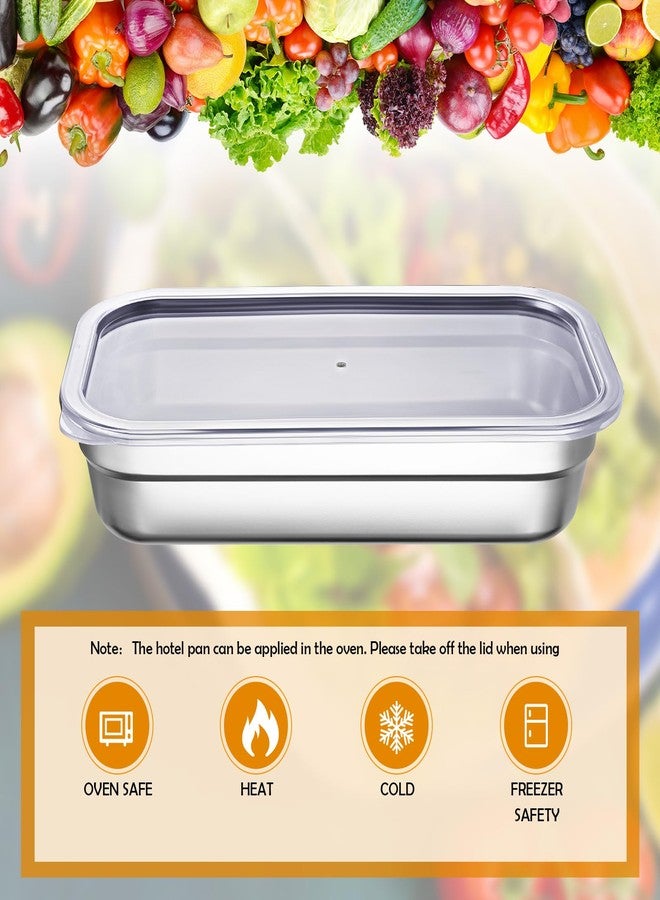 Suttmin 8 Pcs 304 Stainless Steel Food Storage Containers with Lids 1/3 Size Hotel Pan Chicken Food Grade Pans Metal Meal Containers for Restaurant Stackable Kitchen Freezer Buffet(2.5 Inch Deep) - Image 3