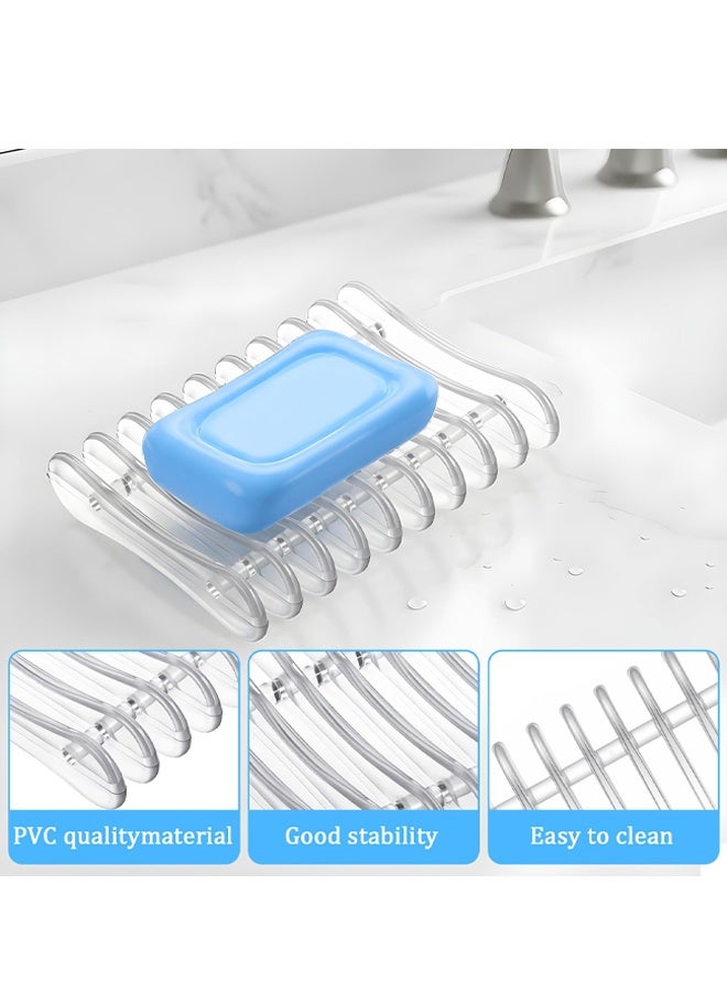 2Pcs Clear Self-Draining Plastic Soap Holder, Soap Tray Dish for Bathroom Shower Kitchen Counter - Image 5