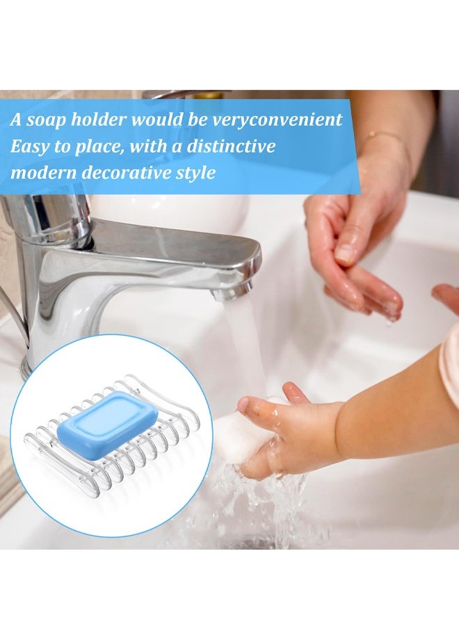 2Pcs Clear Self-Draining Plastic Soap Holder, Soap Tray Dish for Bathroom Shower Kitchen Counter - Image 3