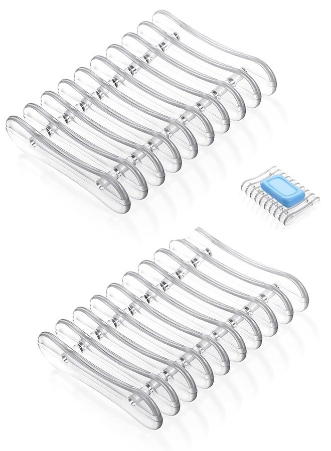 2Pcs Clear Self-Draining Plastic Soap Holder, Soap Tray Dish for Bathroom Shower Kitchen Counter - Image 1
