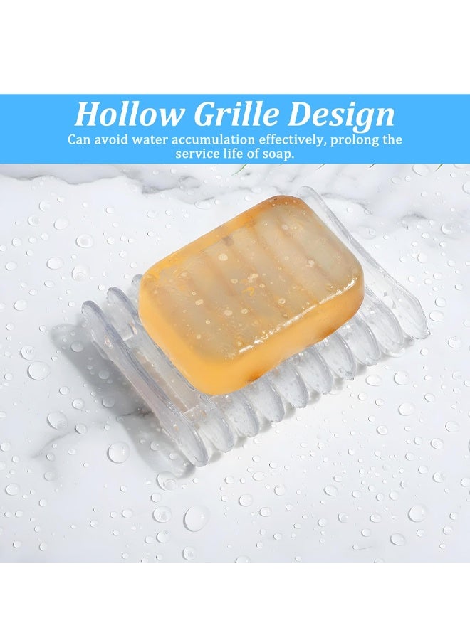 2Pcs Clear Self-Draining Plastic Soap Holder, Soap Tray Dish for Bathroom Shower Kitchen Counter - Image 4
