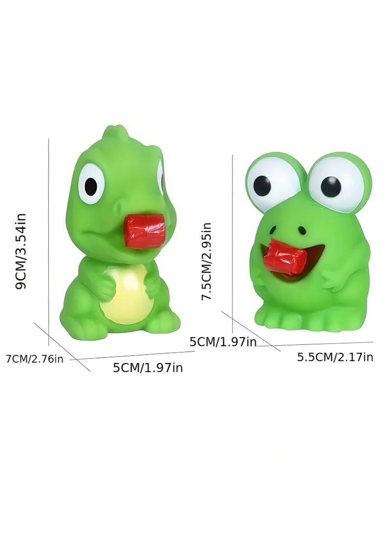 LIXADA 2pcs Sticking Out Its Tongue Frog, Pinching It, Calling It A Little Dinosaur, Big Eyed Frog, Pinching It, Enjoying Relax And Rebound Toys, Perfect for Birthday, Special Festival, School & Home Party, Gift for Kids Age 3+(Dinosaur and Frog)  - Image 2