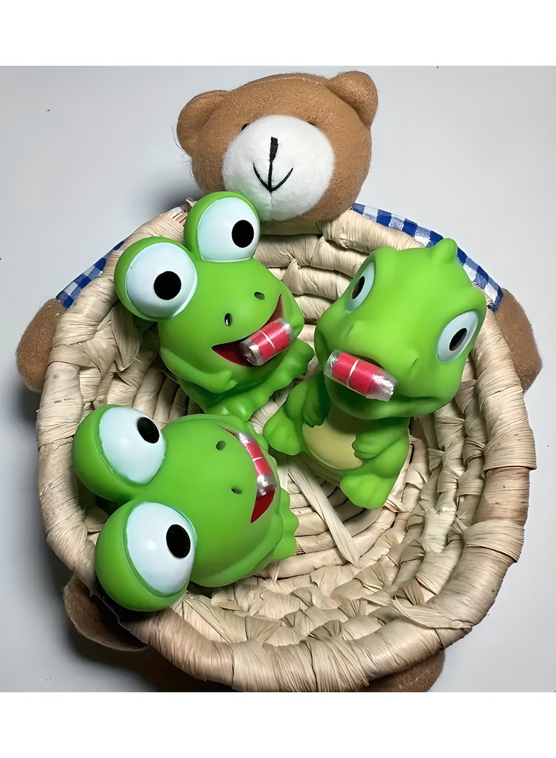 LIXADA 2pcs Sticking Out Its Tongue Frog, Pinching It, Calling It A Little Dinosaur, Big Eyed Frog, Pinching It, Enjoying Relax And Rebound Toys, Perfect for Birthday, Special Festival, School & Home Party, Gift for Kids Age 3+(Dinosaur and Frog)  - Image 5