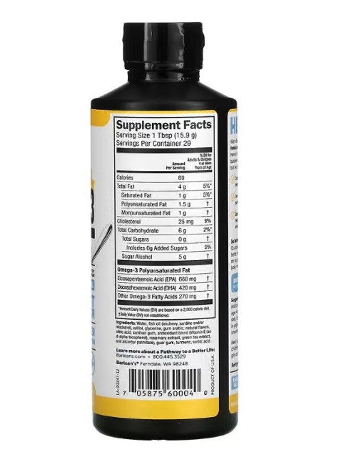 BARLEAN'S Omega3 Fish Oil Lemon Creme 16 oz 454 g - Image 2