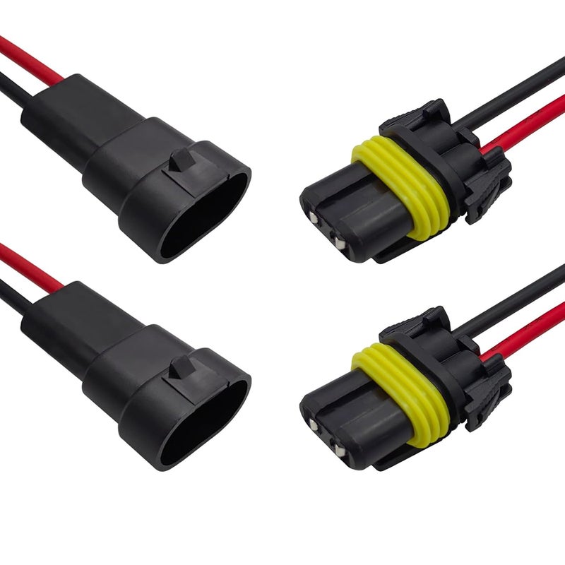 Audak 9005 9006 HB3 HB4 Heavy Duty Male & Female Adapters Wiring Harness Sockets for Headlights Fog Lights (2 Pairs) - Image 3