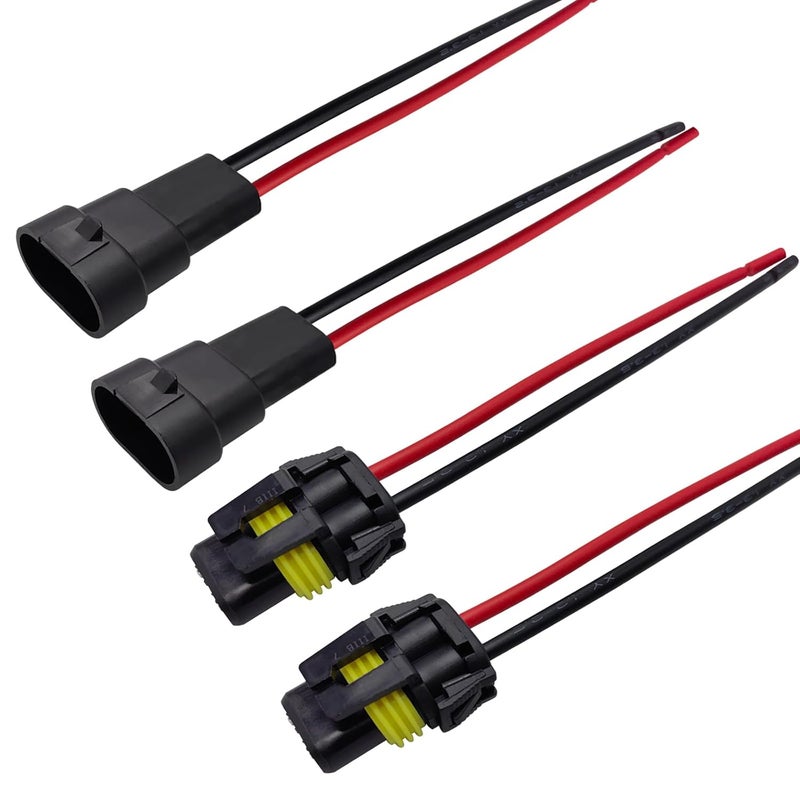 Audak 9005 9006 HB3 HB4 Heavy Duty Male & Female Adapters Wiring Harness Sockets for Headlights Fog Lights (2 Pairs) - Image 1