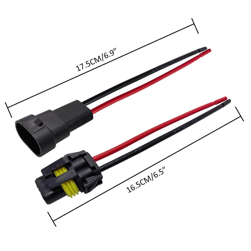 Audak 9005 9006 HB3 HB4 Heavy Duty Male & Female Adapters Wiring Harness Sockets for Headlights Fog Lights (2 Pairs) - Image 2
