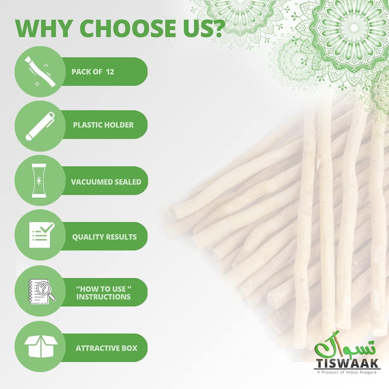 TheMujtaba Miswak Stick Natural Teeth Whitening Set - Muslim Natural Flavored Toothbrush Miswak Sticks with Holder for Healthy Gums, Teeth & Fresher Breath(Pack of 12 - Image 4