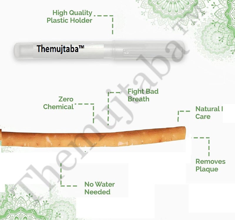 TheMujtaba Miswak Stick Natural Teeth Whitening Set - Muslim Natural Flavored Toothbrush Miswak Sticks with Holder for Healthy Gums, Teeth & Fresher Breath(Pack of 12 - Image 2