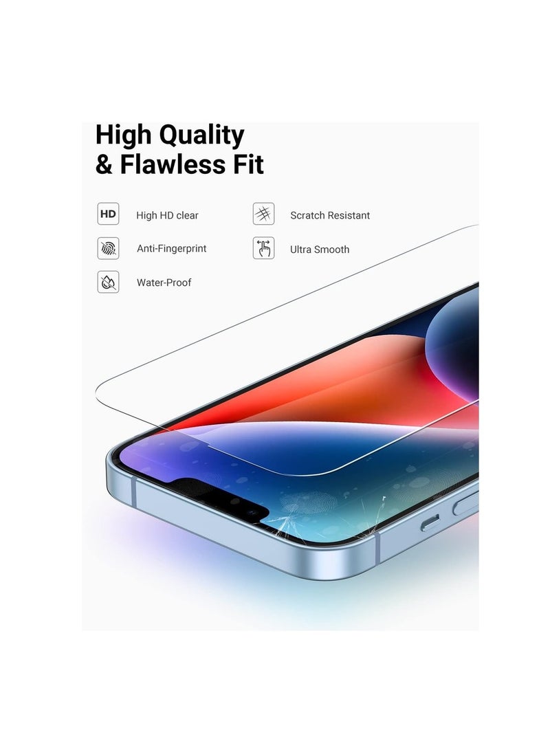 3 Pack Screen Protector for IPhone 14/13/13 Pro 6.1 Inch With Alignment Frame Easy Installation Bubble Free HD Clear Scratch Resistant Anti-Fingerprint Tempered Glass Film - Image 2