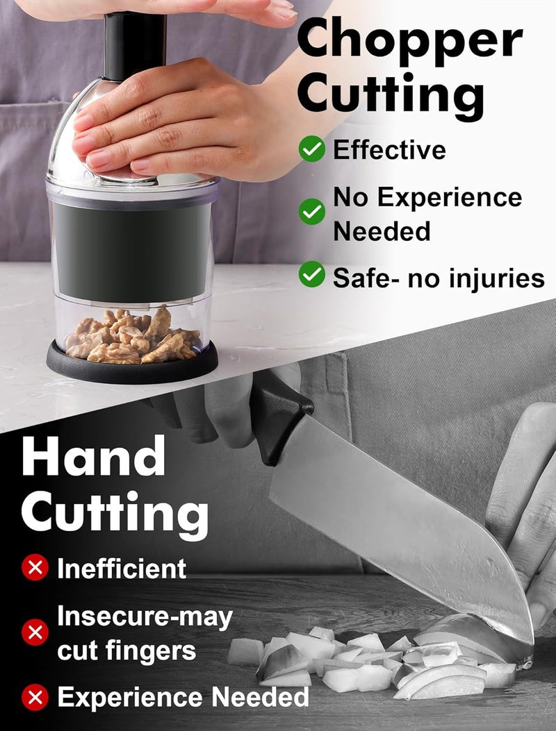 GDL Food Chopper, Hand Chopper Dicer Easy to Clean, Manual Slap Vegetable Chopper Onion Cutter, Garlic Chopper Mincer for Onion, Nut, Tomato, Pepper, Celery, etc - Image 2