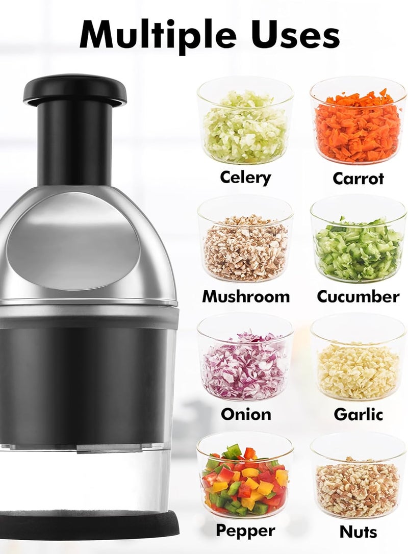 GDL Food Chopper, Hand Chopper Dicer Easy to Clean, Manual Slap Vegetable Chopper Onion Cutter, Garlic Chopper Mincer for Onion, Nut, Tomato, Pepper, Celery, etc - Image 4