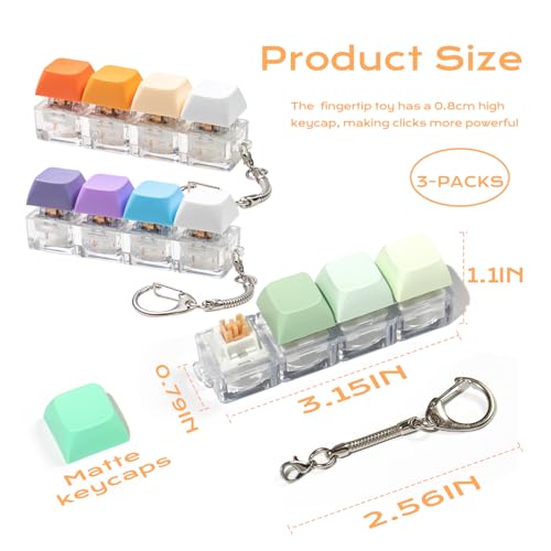 mintcaps Keyboard Fidget Toy 3PCS Keyboard Fidget Keychain Cound Fidget Toys Clicker Fidget Toy Stress Relief Keyboard Fidget Clicker - Image 5