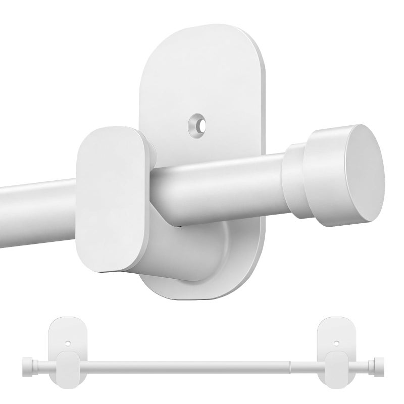 TONIAL Curtain Rods No Drilling for Windows from 40 to 53 Inches, 5/8 Inch Curtain Rod 32 to 58 inch with Adhesive Brackets without drilling, Renter Apartment Friendly Adjustable Drapery Rods, White - Image 1