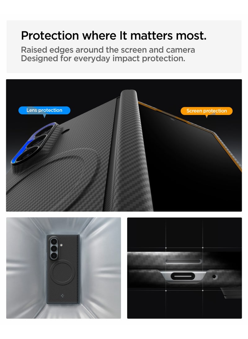 Spigen Air Skin Aramid MagFit Samsung Galaxy Z Fold 8 ULTRA Case [MagSafe compatible] Aramid Fiber Cover (2026) Ultra Slim with Full Hinge Protection - Black - Image 3