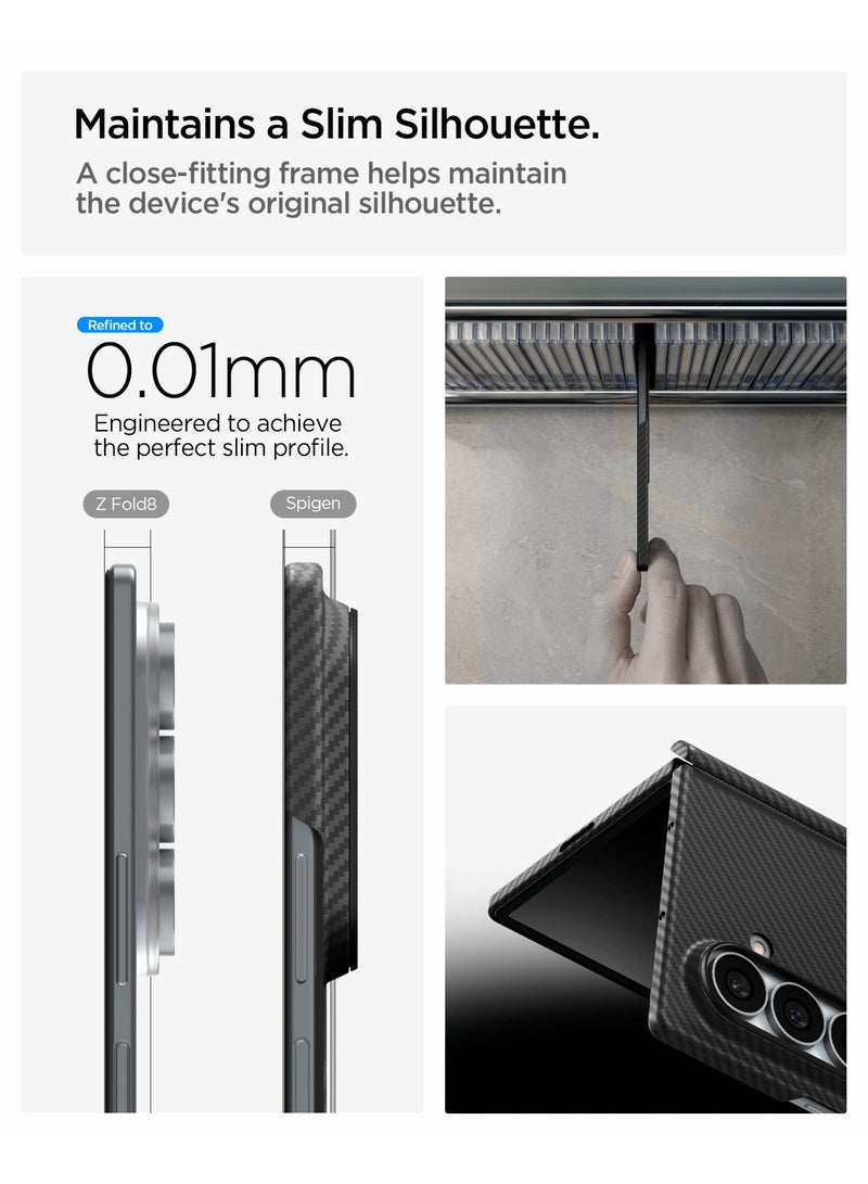 Spigen Air Skin Aramid MagFit Samsung Galaxy Z Fold 8 ULTRA Case [MagSafe compatible] Aramid Fiber Cover (2026) Ultra Slim with Full Hinge Protection - Black - Image 4