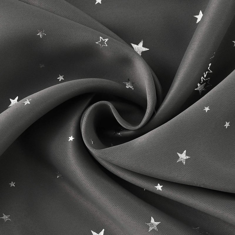 BGment Kids Blackout Curtains for Bedroom - Grommet Thermal Insulated Silver Star Print Room Darkening Curtains for Living Room  Set of 2 Panels (52 x 84 Inch  Dark Grey) - Image 5