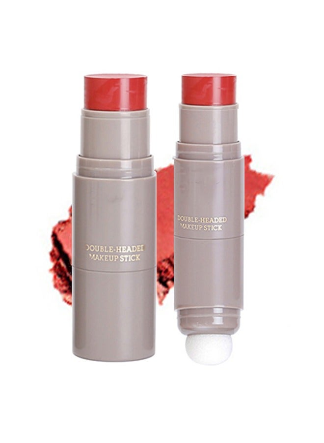 OCHEAL Double Headed Makeup Stick,Cream Blush Stick with Brush, Waterproof Blush Makeup, Long Lasting Cheek Blush & Lip Tint & Eye Shadow Makeup Stick(#02) - Image 1