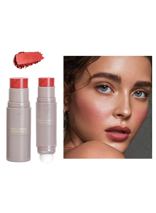 OCHEAL Double Headed Makeup Stick,Cream Blush Stick with Brush, Waterproof Blush Makeup, Long Lasting Cheek Blush & Lip Tint & Eye Shadow Makeup Stick(#02) - Image 2