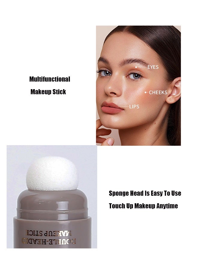 OCHEAL Double Headed Makeup Stick,Cream Blush Stick with Brush, Waterproof Blush Makeup, Long Lasting Cheek Blush & Lip Tint & Eye Shadow Makeup Stick(#02) - Image 3