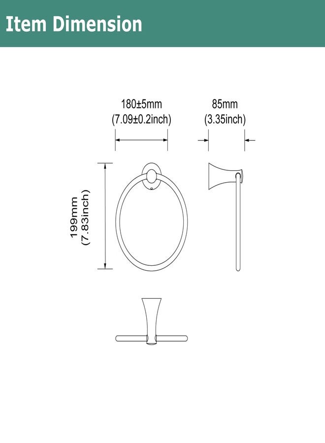 PARLOS Brass Matte Black Towel Ring Hand Towel Holder Wall Mount Round Closed 7" Diameter for Bathroom & Kitchen - Image 5