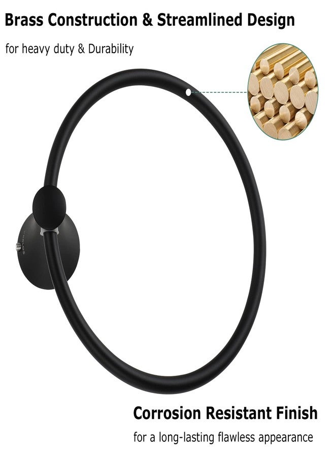 PARLOS Brass Matte Black Towel Ring Hand Towel Holder Wall Mount Round Closed 7" Diameter for Bathroom & Kitchen - Image 3