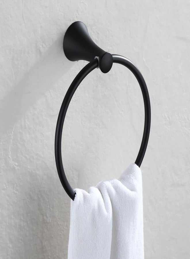 PARLOS Brass Matte Black Towel Ring Hand Towel Holder Wall Mount Round Closed 7" Diameter for Bathroom & Kitchen - Image 2