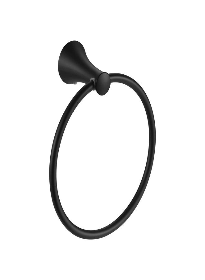 PARLOS Brass Matte Black Towel Ring Hand Towel Holder Wall Mount Round Closed 7" Diameter for Bathroom & Kitchen - Image 1