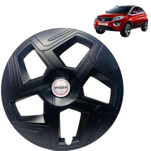 PRIGAN Wheel Cover for NEXON-T2 Black Wheel Cover 16" for TATA NEXON-T2 (Set of 4 Pcs) (Press Fitting) Model Name- NEXON-T2 Black 16 - Image 1