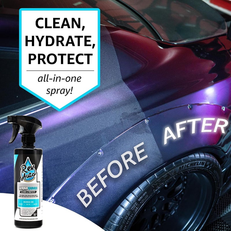 Rev Auto Wrap Guard - Professional Wrap Detailer/Wrap Protection Spray | Cleans, Hydrates, and Protects Vehicle Vinyl Wrap | Wrap Detail Spray | Wrap Protectant (16 Fl Oz) - Image 1