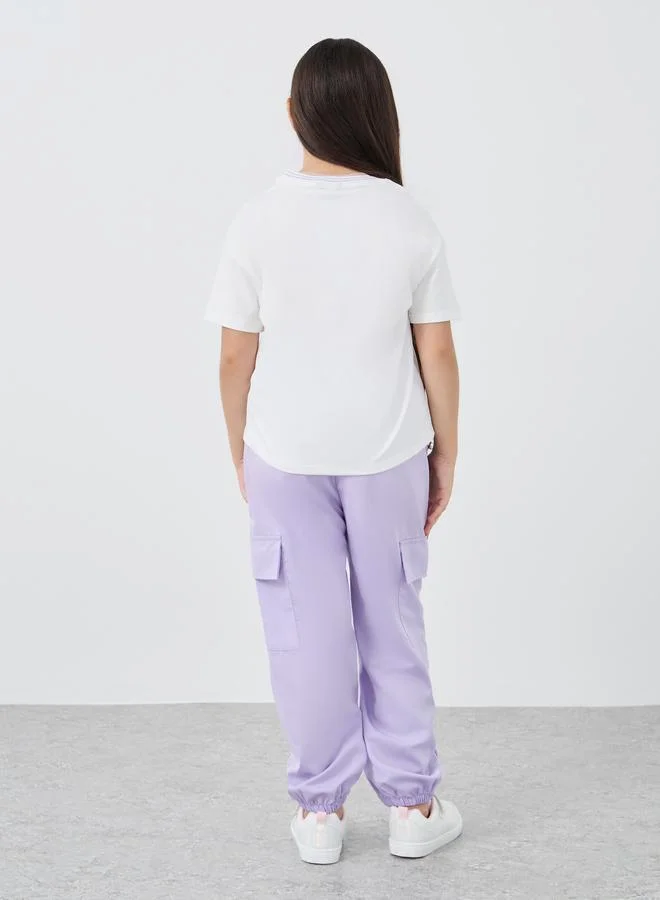 Styli Styli Text Embroidered T-Shirt and Cargo Pants Set