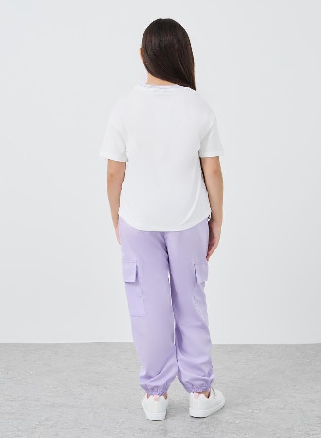 Styli Text Embroidered T-Shirt and Cargo Pants Set - Image 5