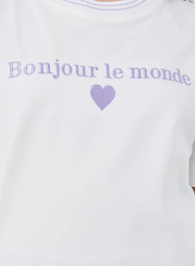 Styli Styli Text Embroidered T-Shirt and Cargo Pants Set