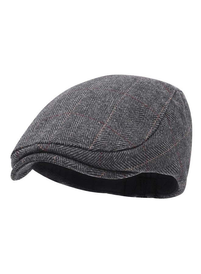 STARANCE Men's Flat Cap Wool Tweed Driving Irish Newsboy Hat, Plaid Gray, One size - Image 2