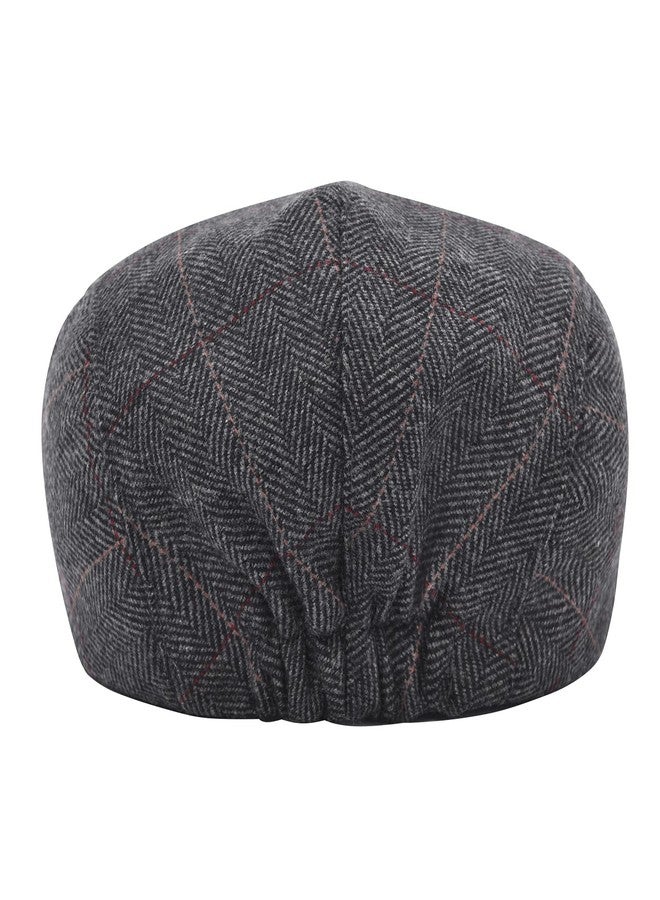 STARANCE Men's Flat Cap Wool Tweed Driving Irish Newsboy Hat, Plaid Gray, One size - Image 5