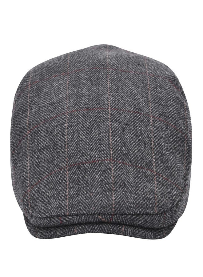 STARANCE Men's Flat Cap Wool Tweed Driving Irish Newsboy Hat, Plaid Gray, One size - Image 4
